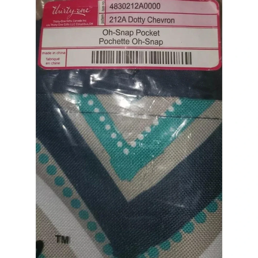 Thirty One Oh Snap Pocket 212A Dotty Chevron Hanging‎ Organizer Wall Storage
